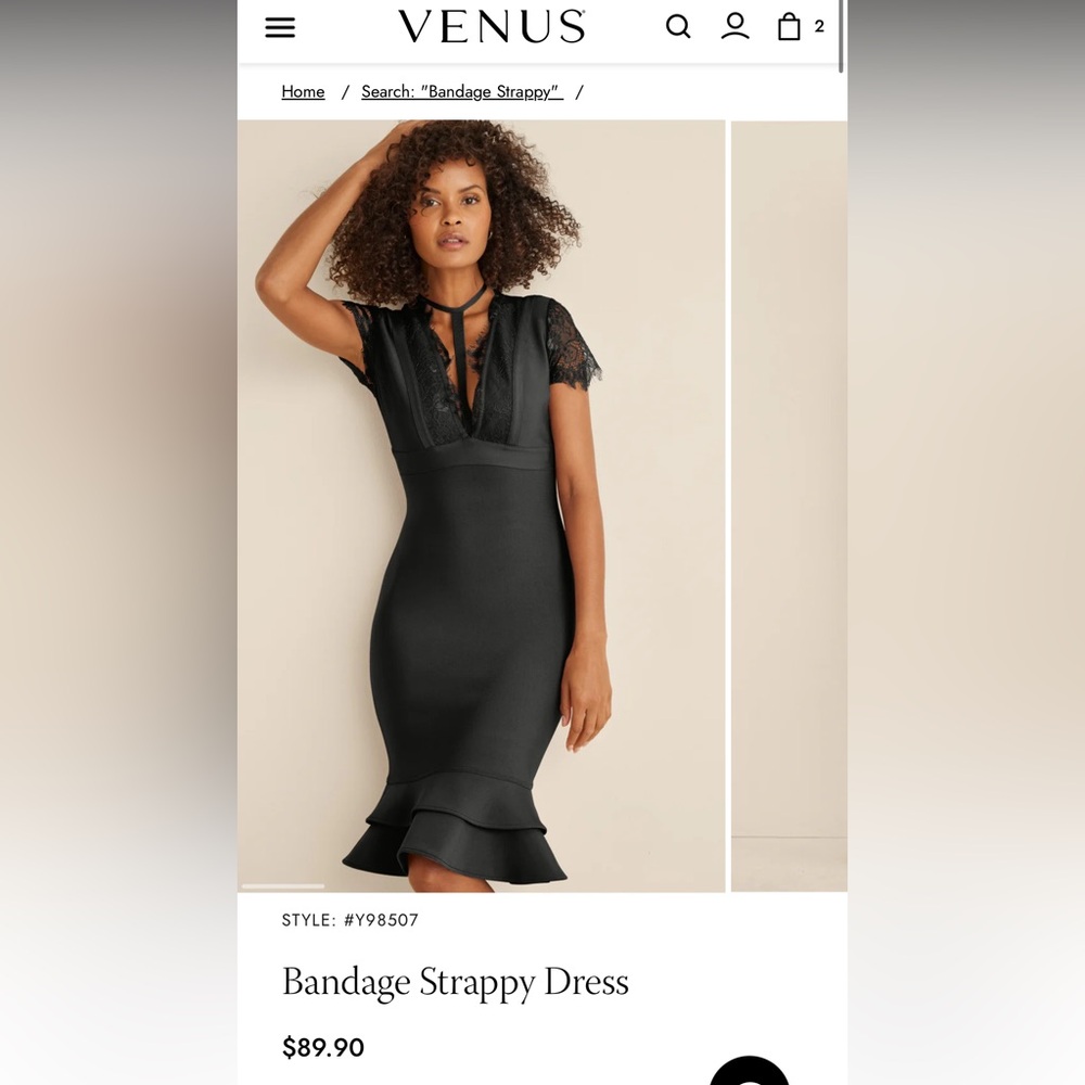 Venus bandage strappy dress in black, size 1x